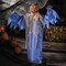 27 1/2" Hanging Blue & Burlap Pumpkin Man Halloween Decoration